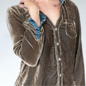 CP Shades Velvet Tunic Dress Button Down Silk Blend FLAW